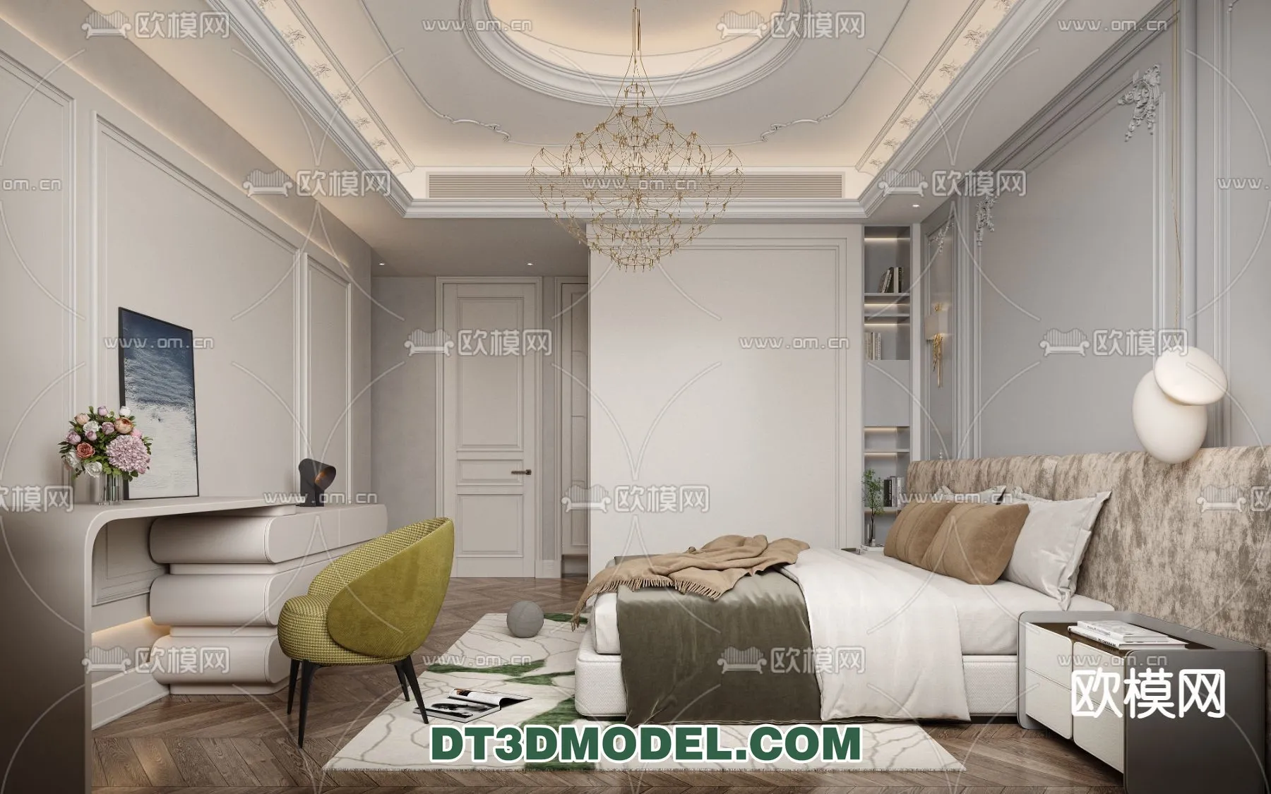 Bedroom - France Style - Interior 3D Scene - 066