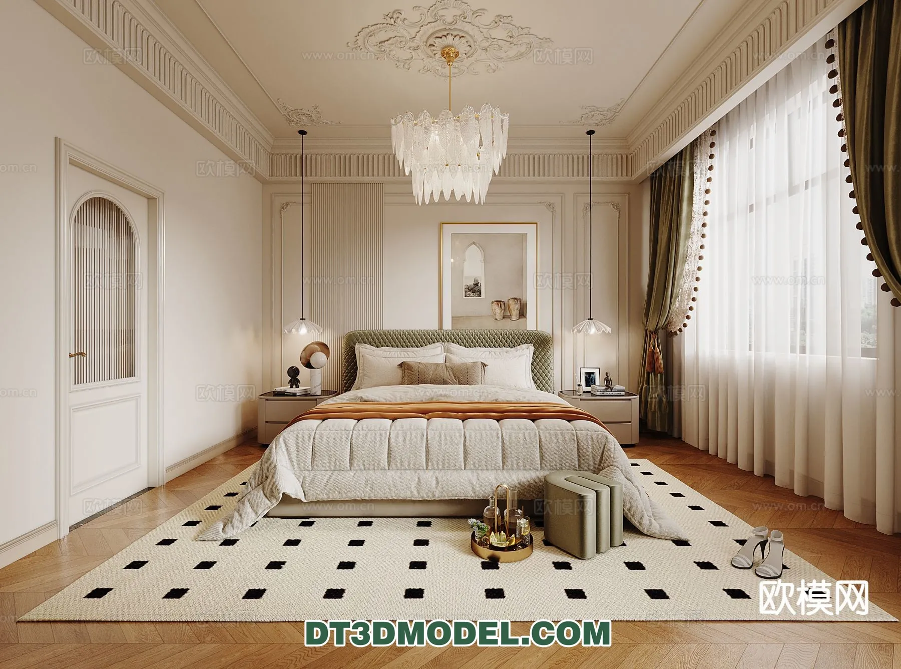 Bedroom - France Style - Interior 3D Scene - 090