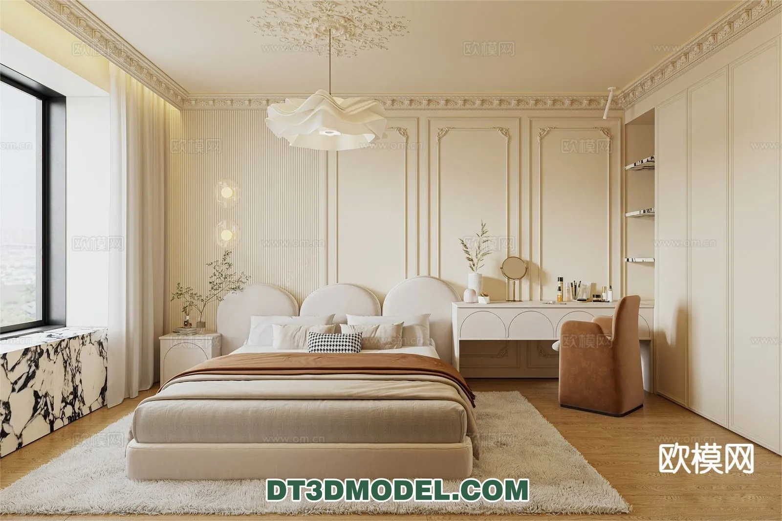 Bedroom - France Style - Interior 3D Scene - 092