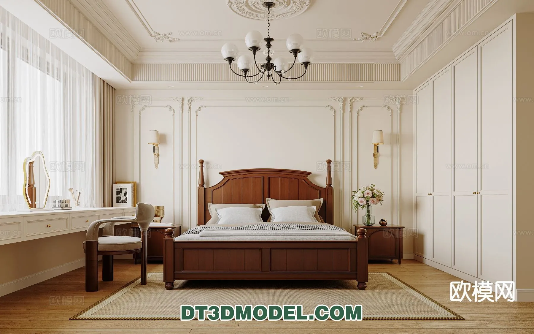 Bedroom - France Style - Interior 3D Scene - 093