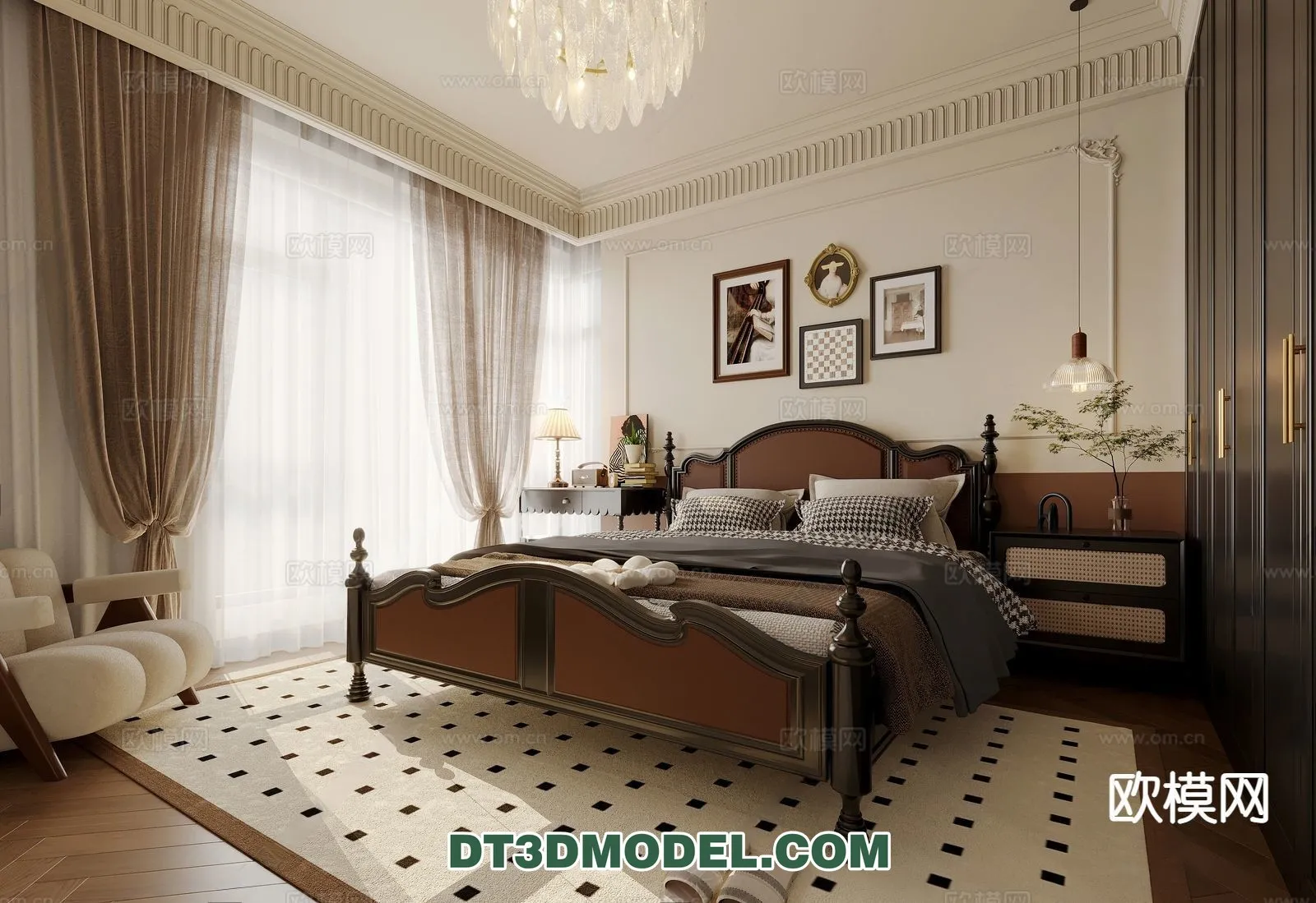 Bedroom - France Style - Interior 3D Scene - 094