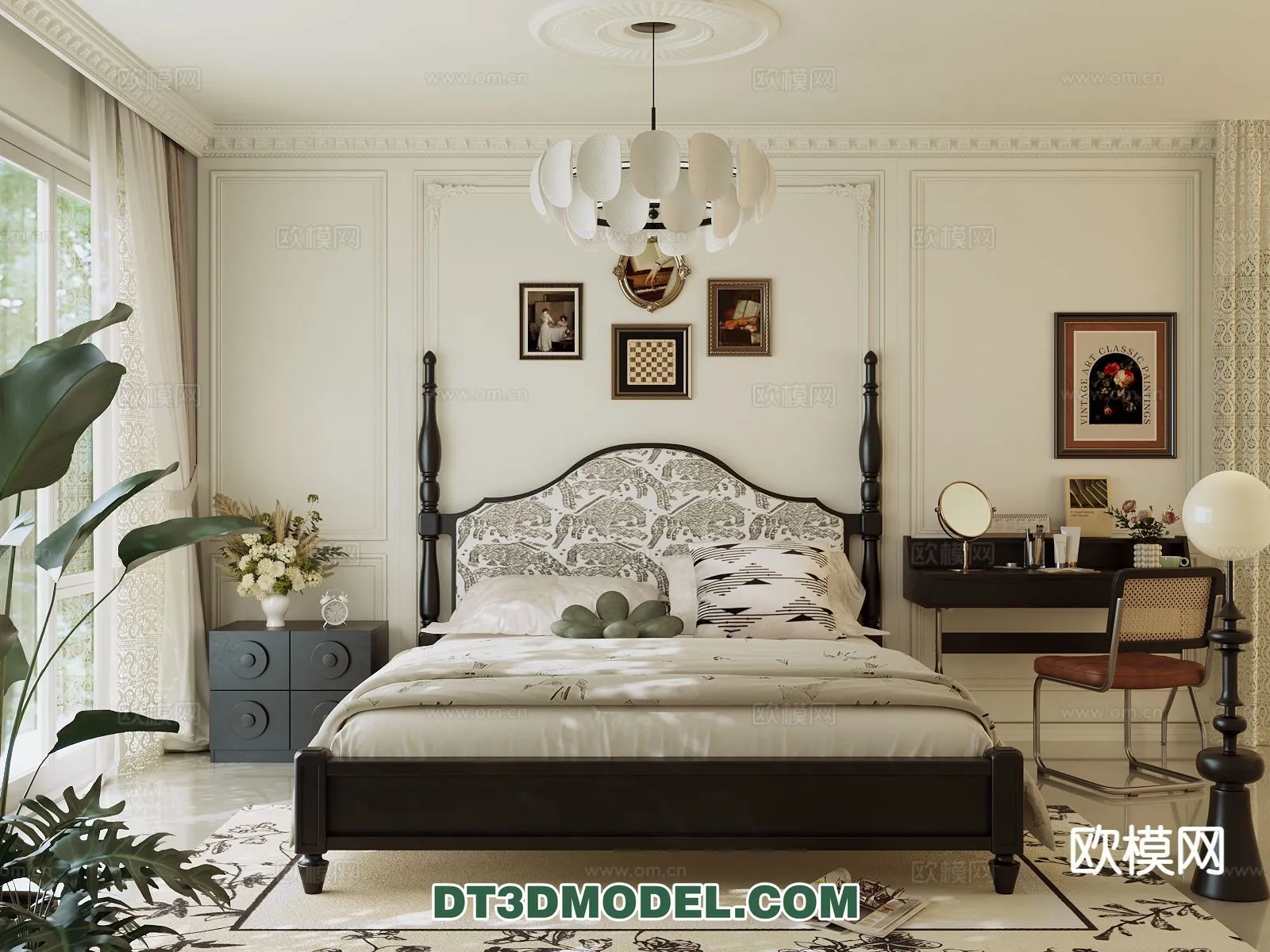 Bedroom - France Style - Interior 3D Scene - 098
