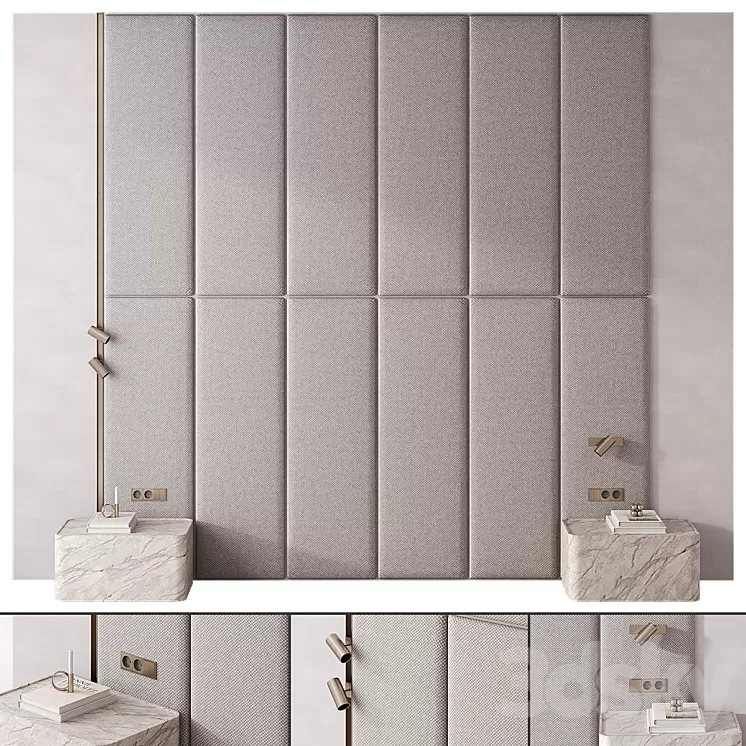 Bedroom headboard Warm Gray 3D Model Free
