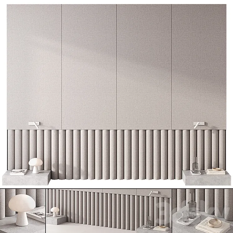 Bedroom headboard with Obello Table Lamp 3D Model Free