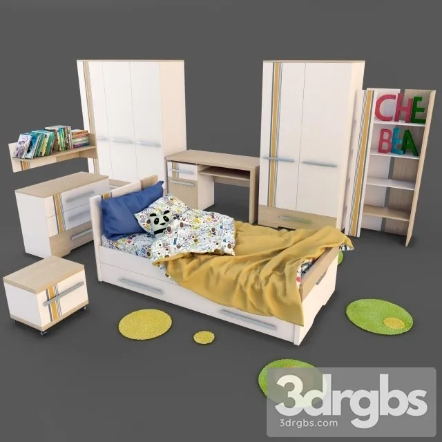 Bedroom Kid 01 3D Model Free