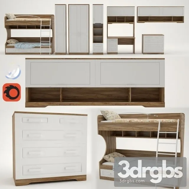 Bedroom Kit Funiture Set 02 3D Model Free