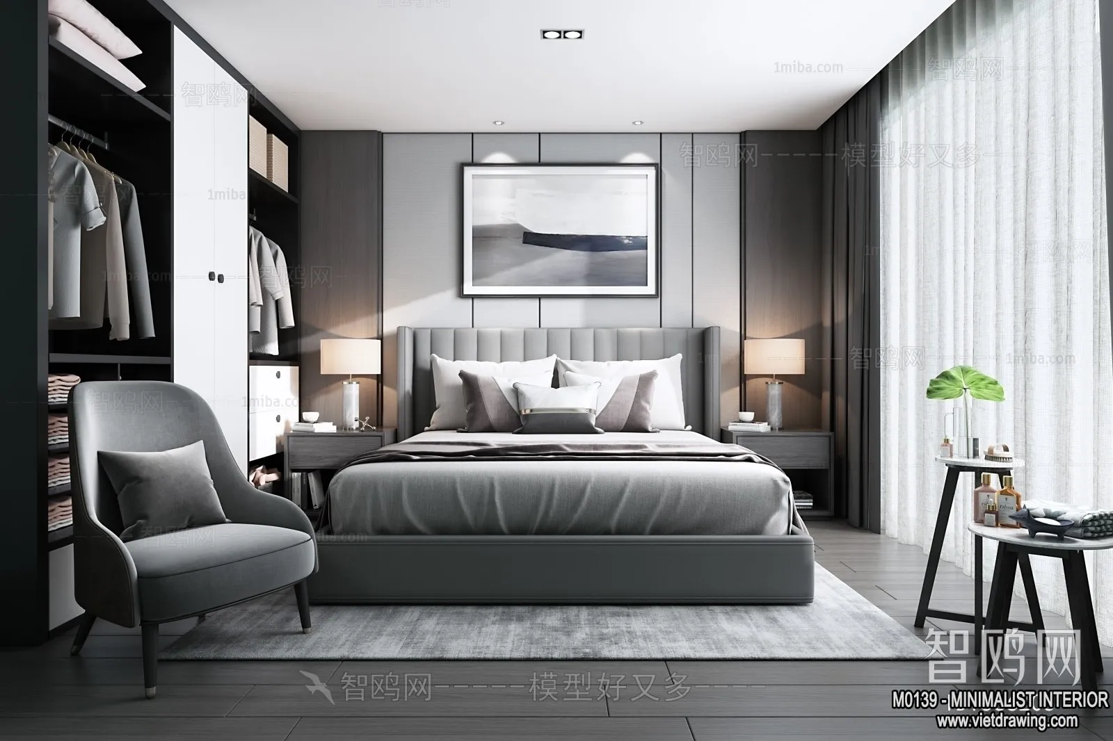 Bedroom - Minimalist Style - 3D Interior Scene - 011