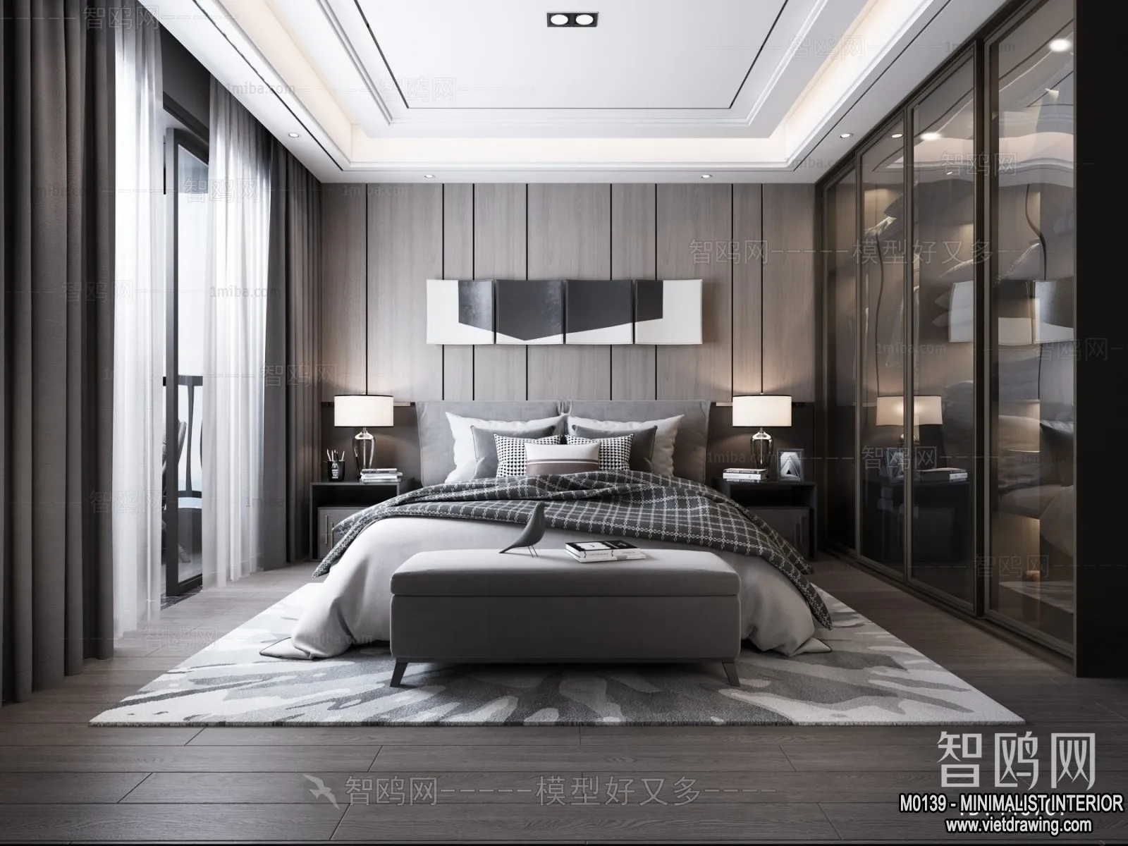 Bedroom - Minimalist Style - 3D Interior Scene - 036