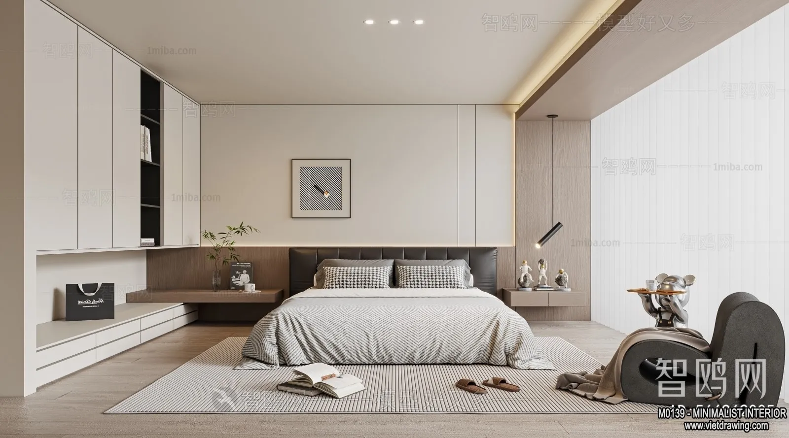 Bedroom - Minimalist Style - 3D Interior Scene - 043