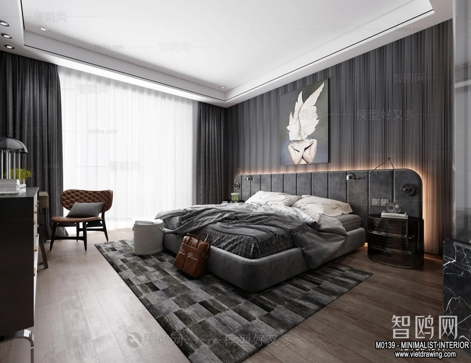 Bedroom - Minimalist Style - 3D Interior Scene - 055