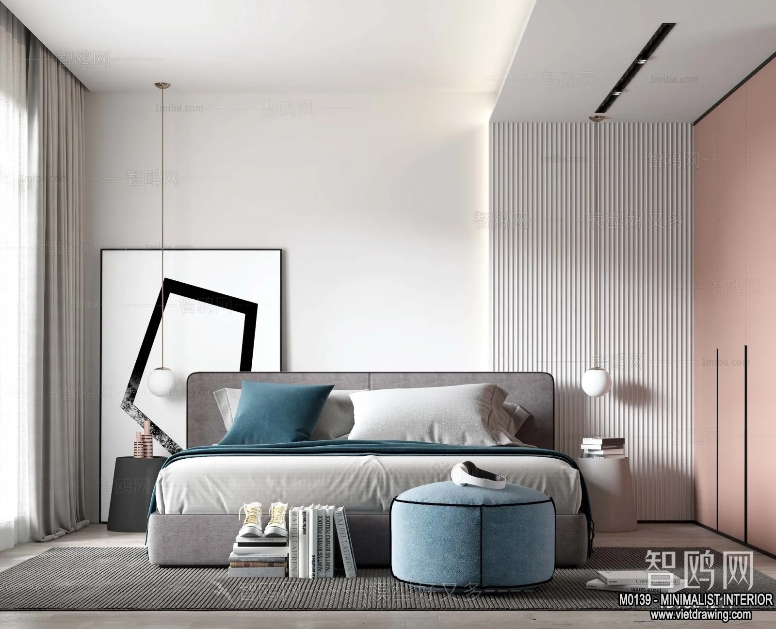 Bedroom - Minimalist Style - 3D Interior Scene - 058