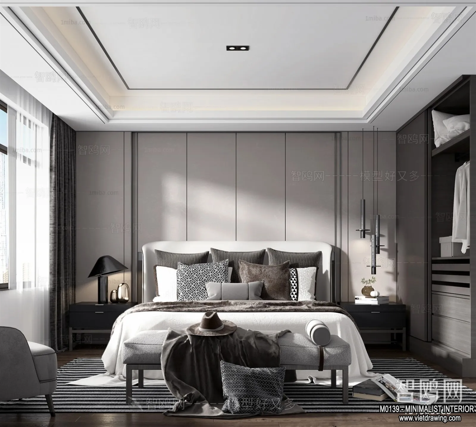 Bedroom - Minimalist Style - 3D Interior Scene - 062
