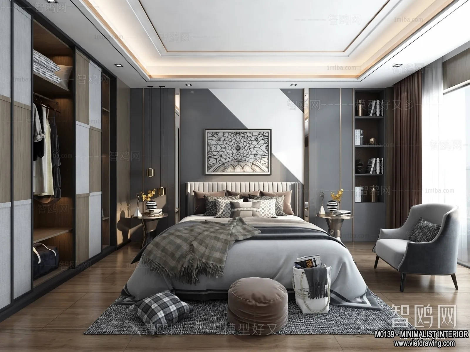 Bedroom - Minimalist Style - 3D Interior Scene - 066