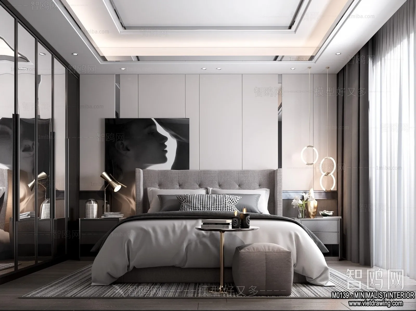 Bedroom - Minimalist Style - 3D Interior Scene - 068