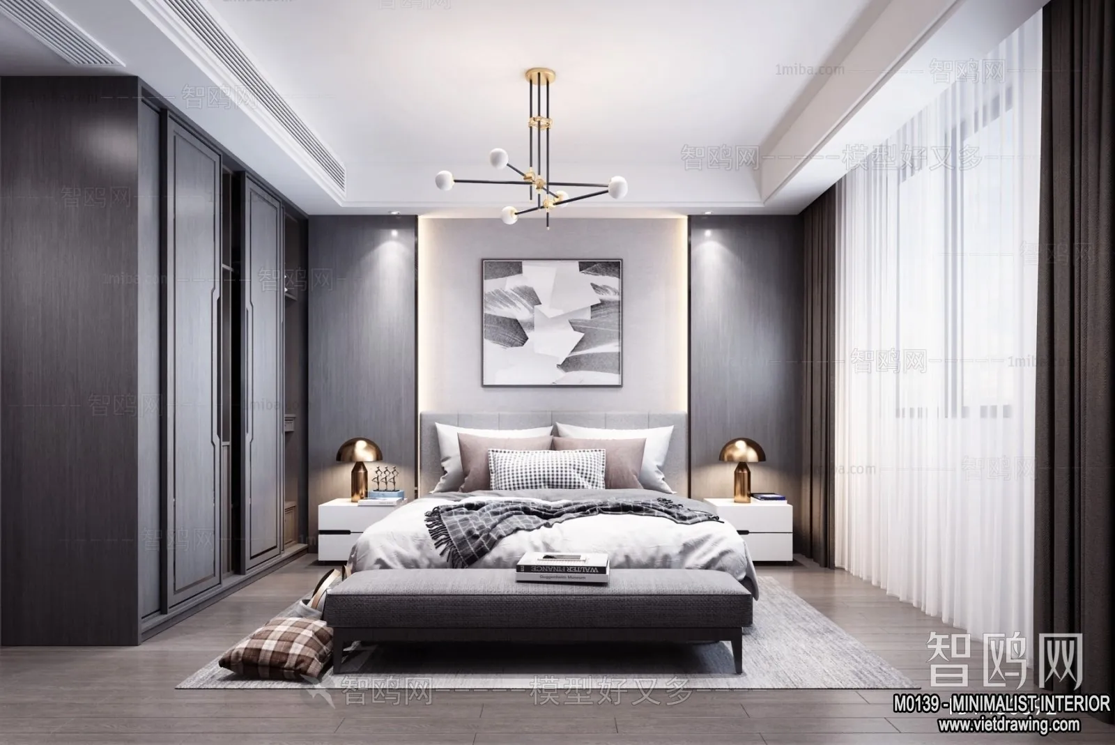 Bedroom - Minimalist Style - 3D Interior Scene - 070