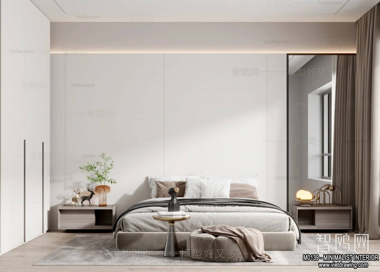 Bedroom - Minimalist Style - 3D Interior Scene - 076