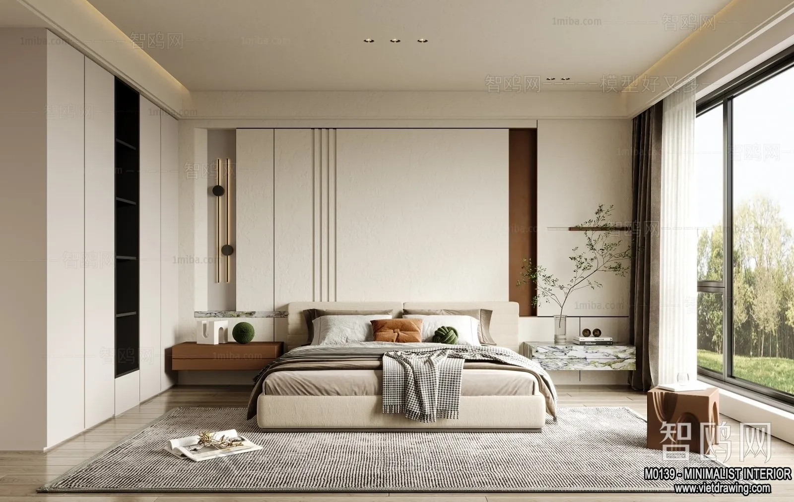 Bedroom - Minimalist Style - 3D Interior Scene - 083