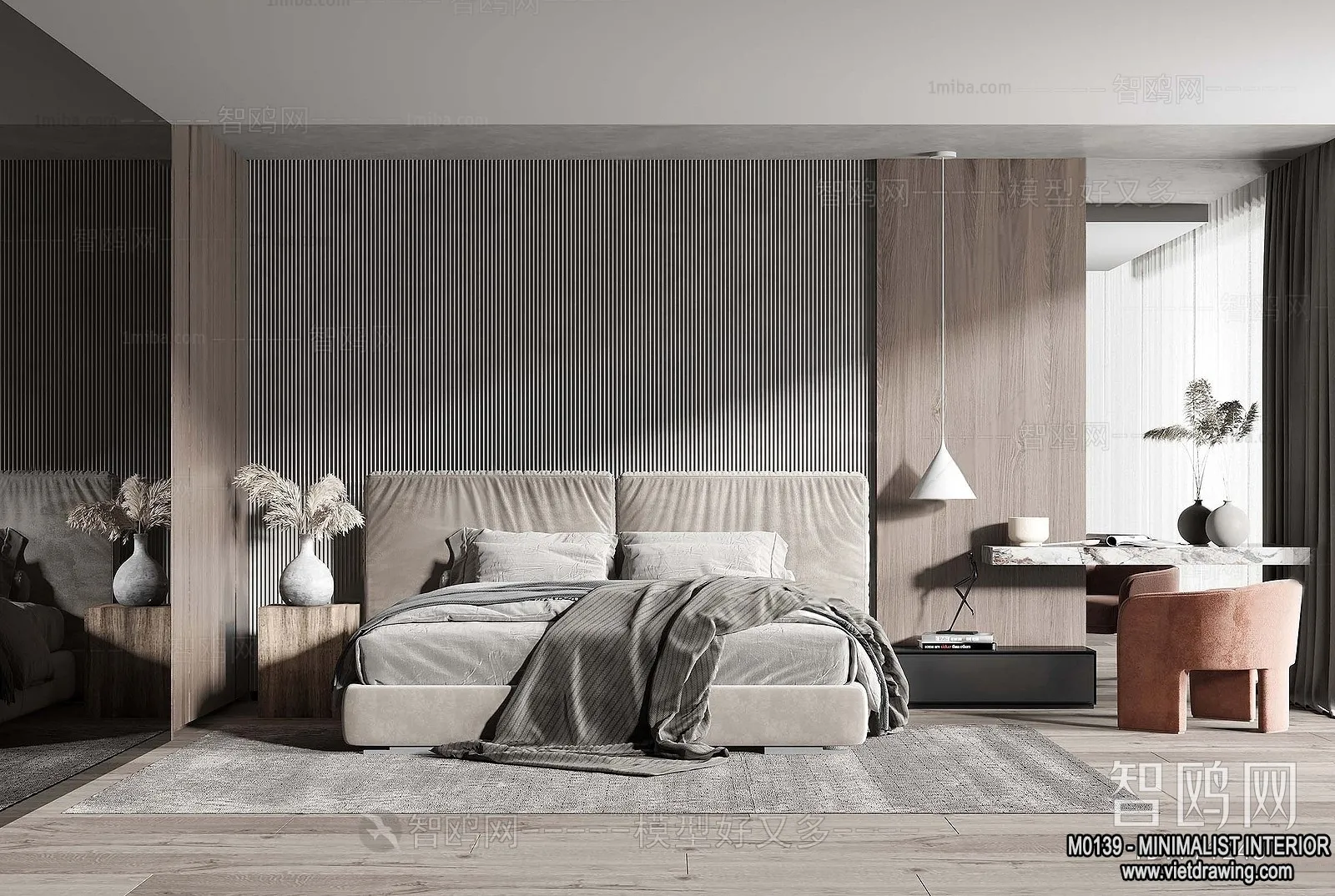 Bedroom - Minimalist Style - 3D Interior Scene - 085