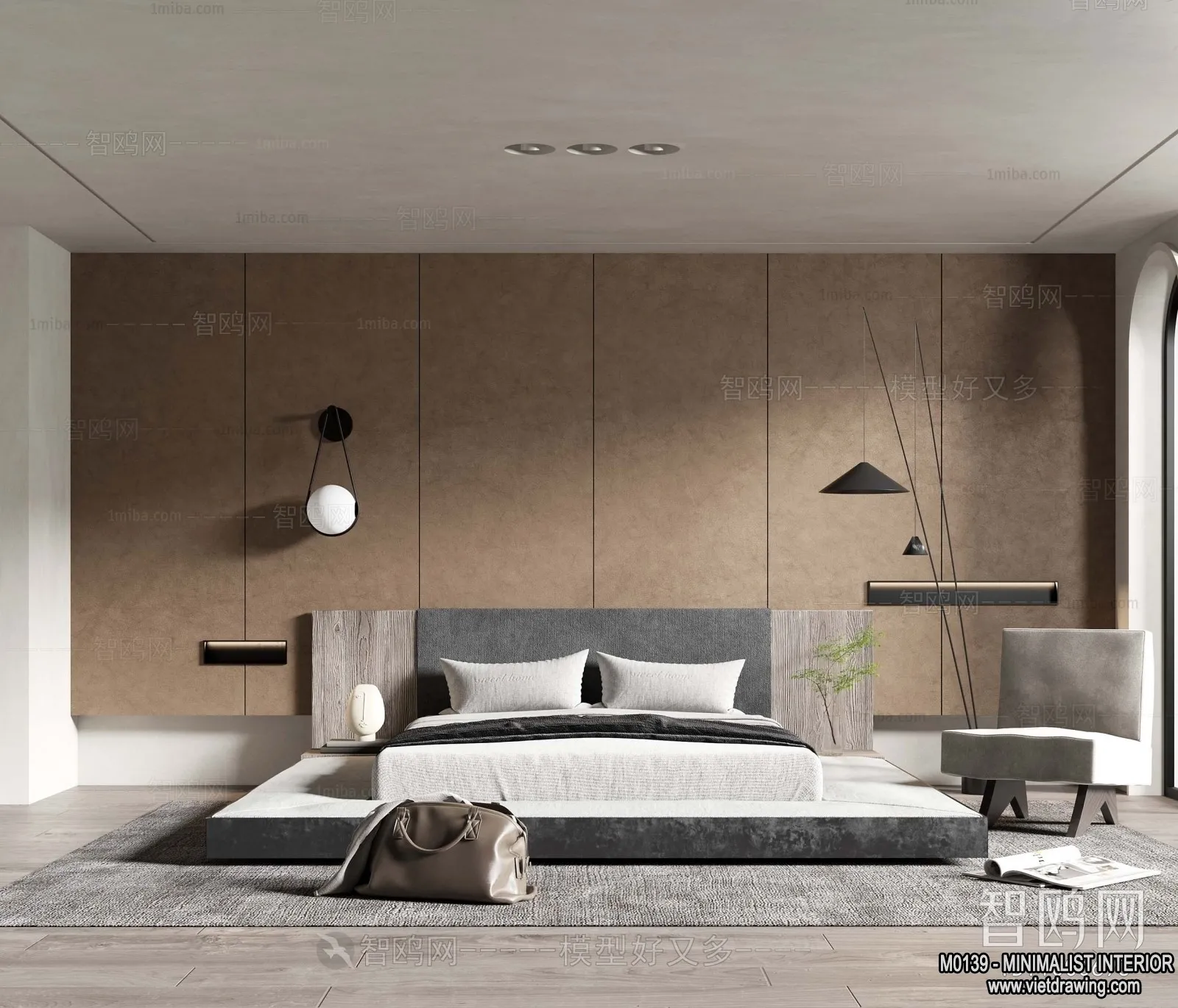 Bedroom - Minimalist Style - 3D Interior Scene - 093