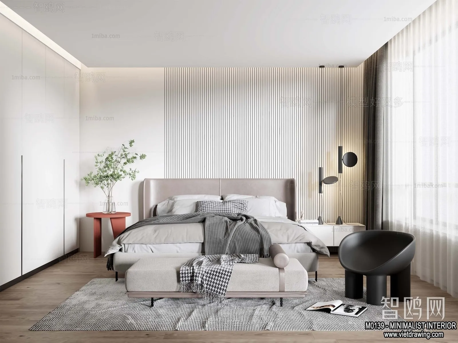 Bedroom - Minimalist Style - 3D Interior Scene - 095