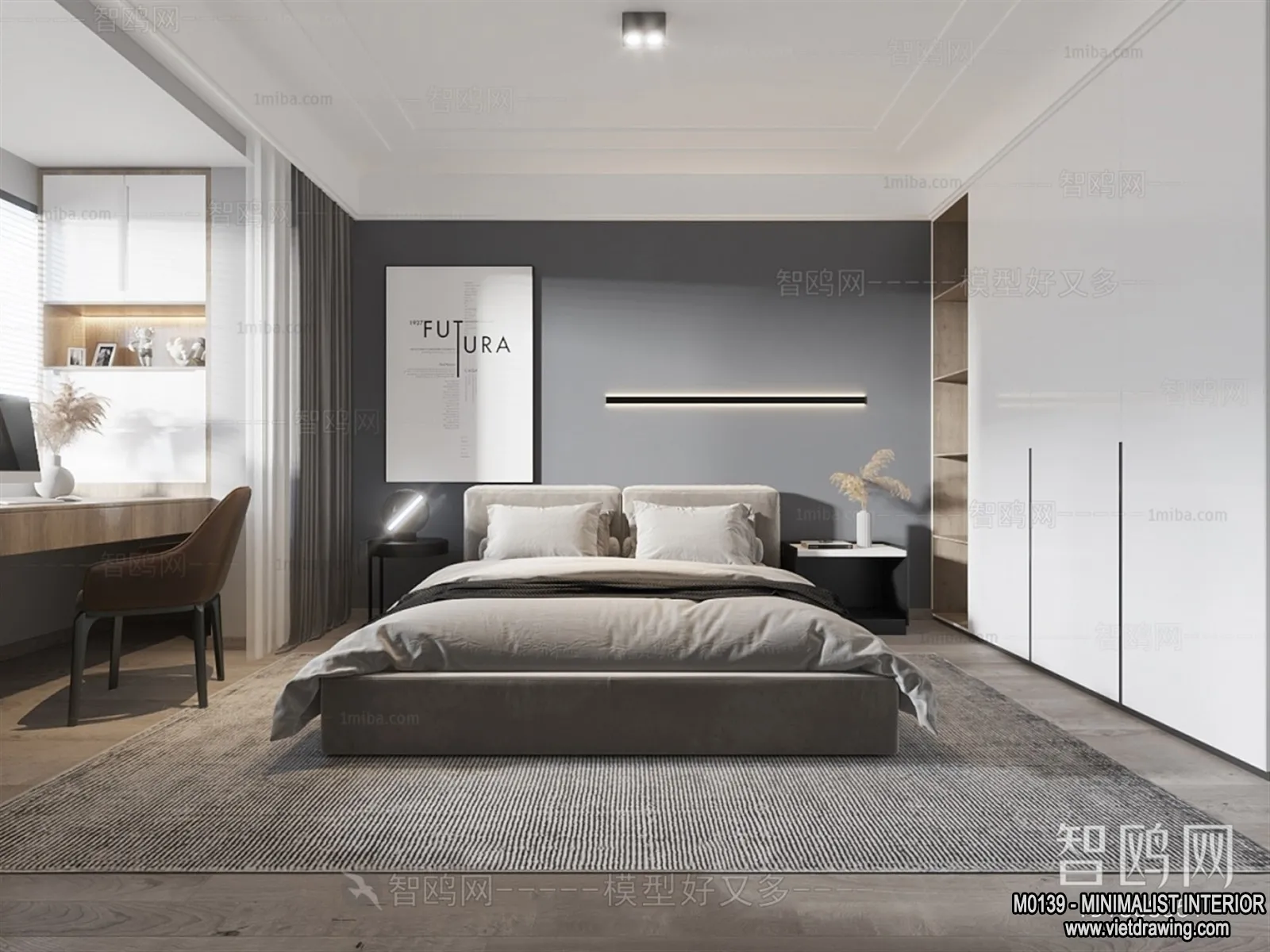 Bedroom - Minimalist Style - 3D Interior Scene - 097