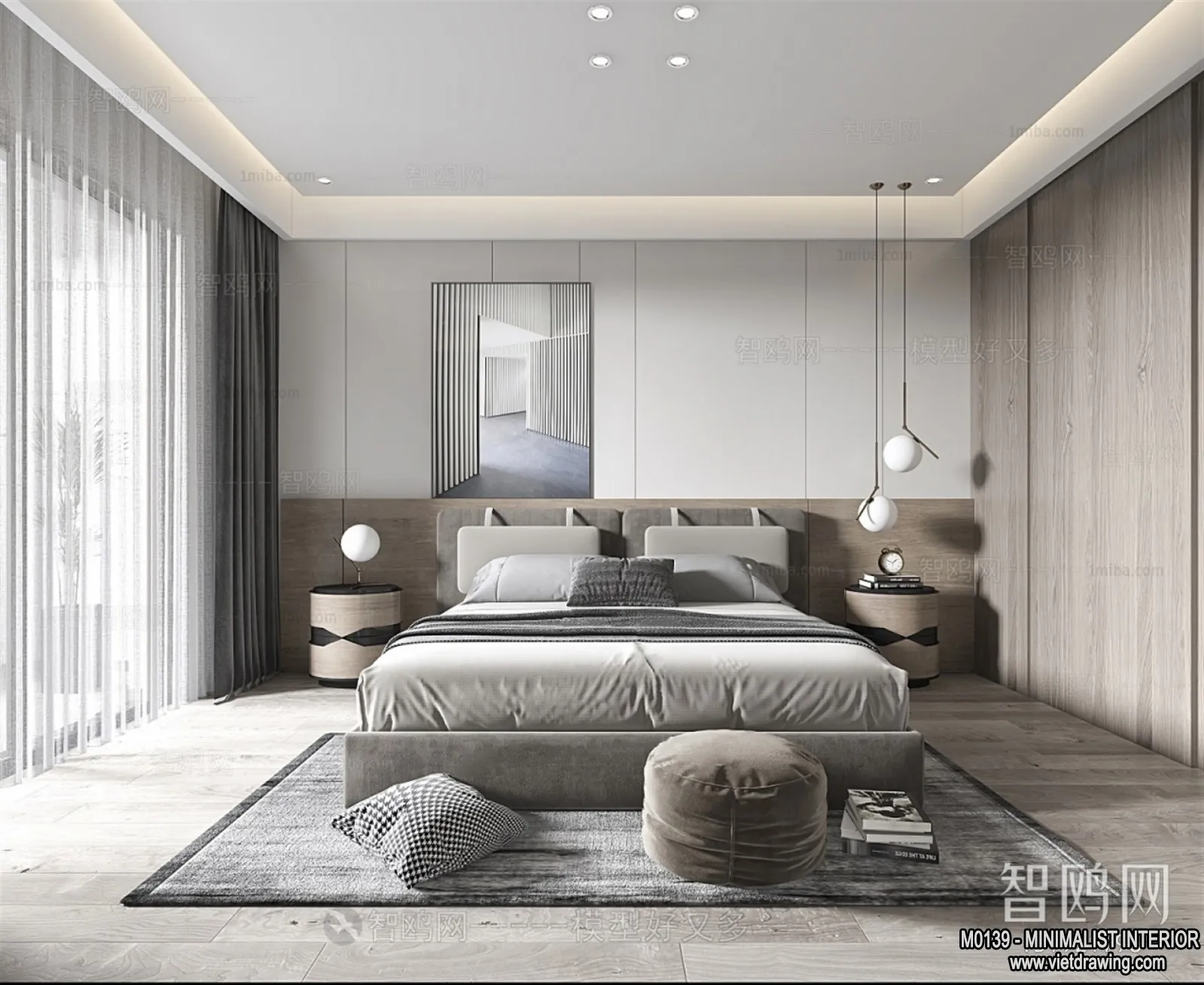 Bedroom - Minimalist Style - 3D Interior Scene - 098