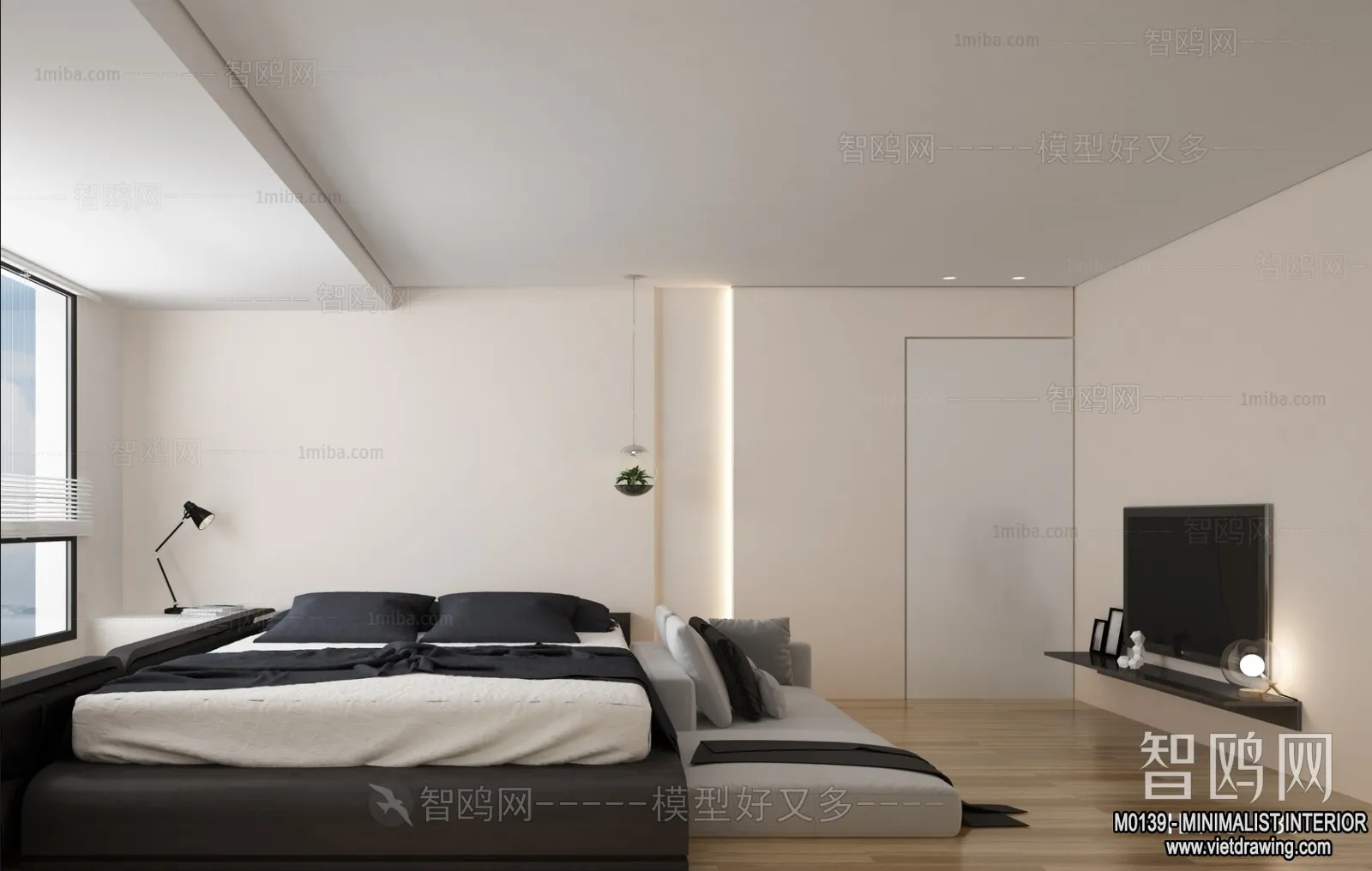Bedroom - Minimalist Style - 3D Interior Scene - 105