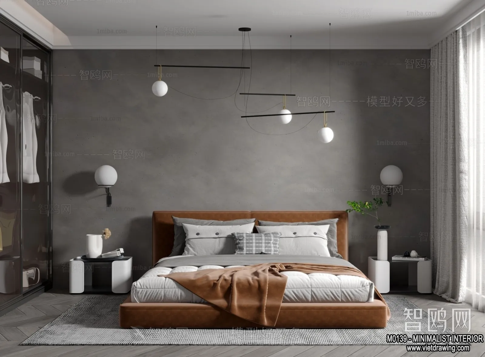 Bedroom - Minimalist Style - 3D Interior Scene - 110