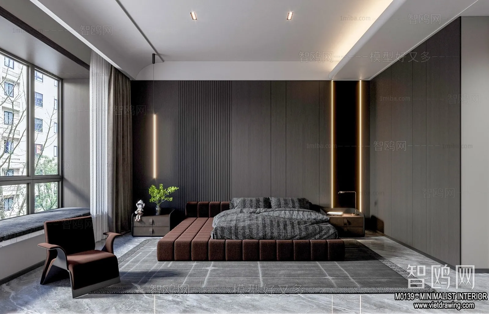 Bedroom - Minimalist Style - 3D Interior Scene - 112