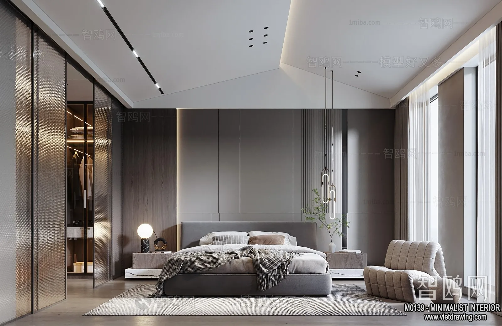 Bedroom - Minimalist Style - 3D Interior Scene - 115