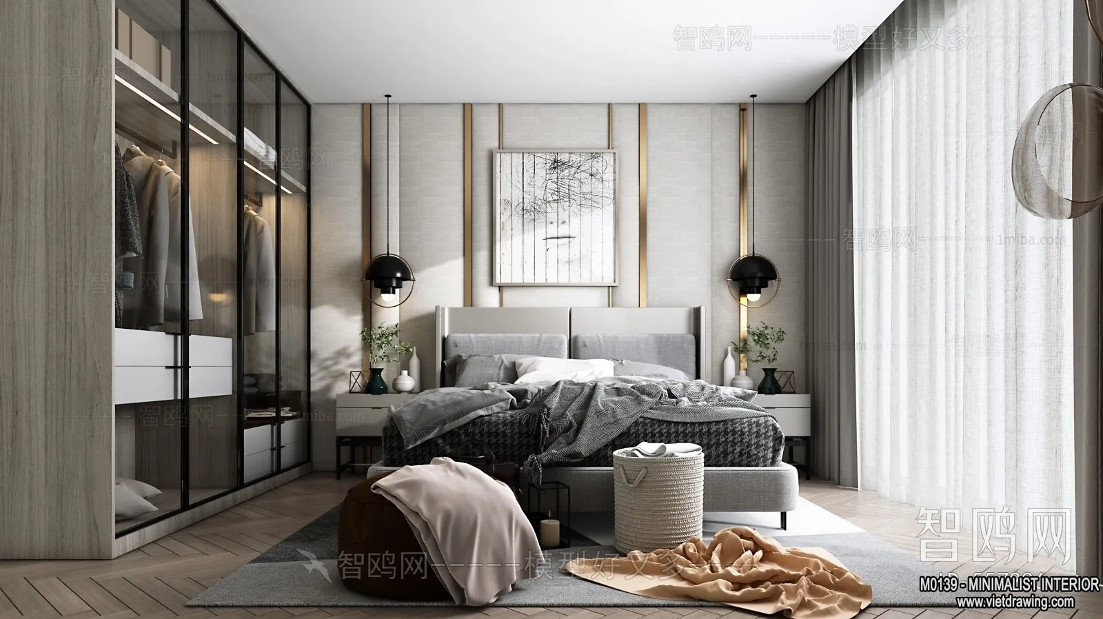 Bedroom - Minimalist Style - 3D Interior Scene - 125