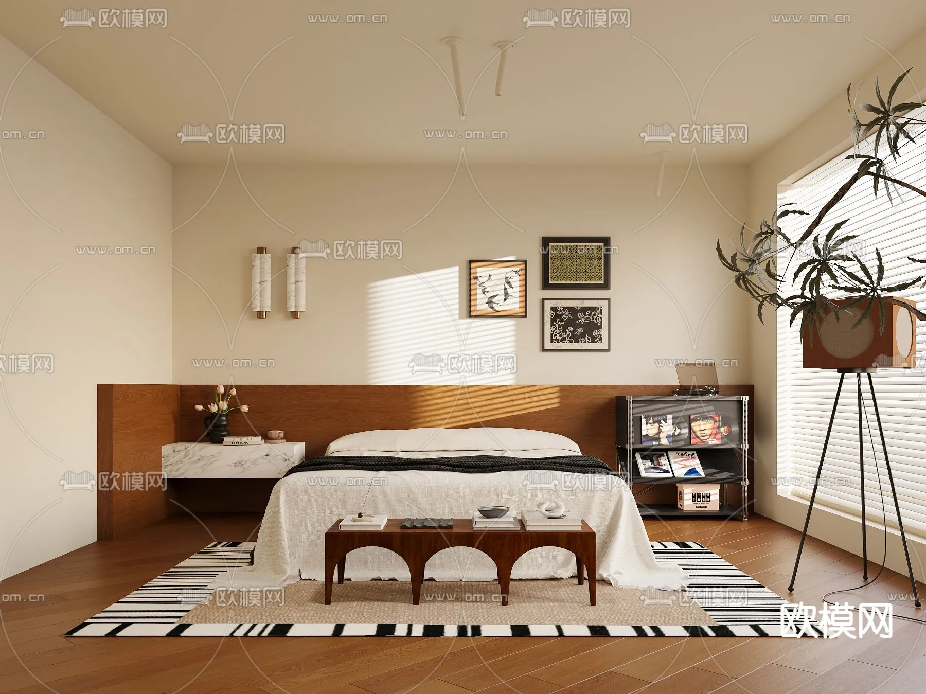 BEDROOM - MODERN STYLE - CORONA - 3D MODEL - 2054