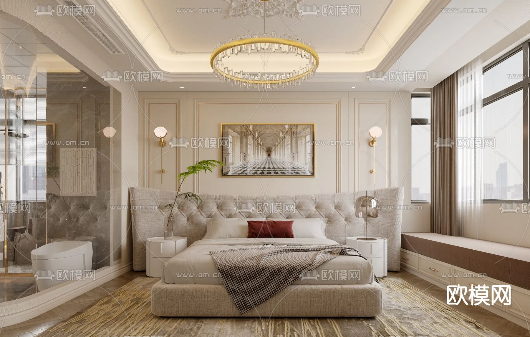 BEDROOM - MODERN STYLE - CORONA - 3D MODEL - 2058