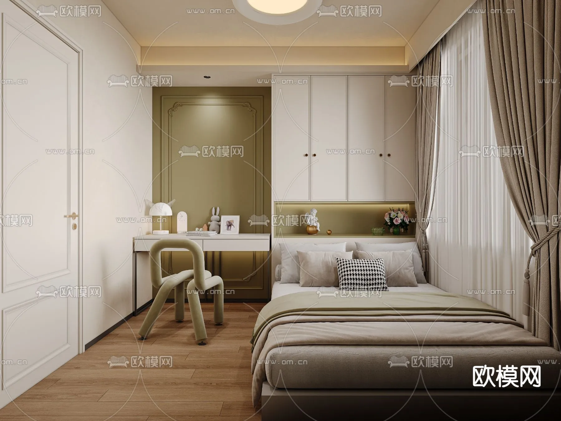 BEDROOM - MODERN STYLE - CORONA - 3D MODEL - 2066