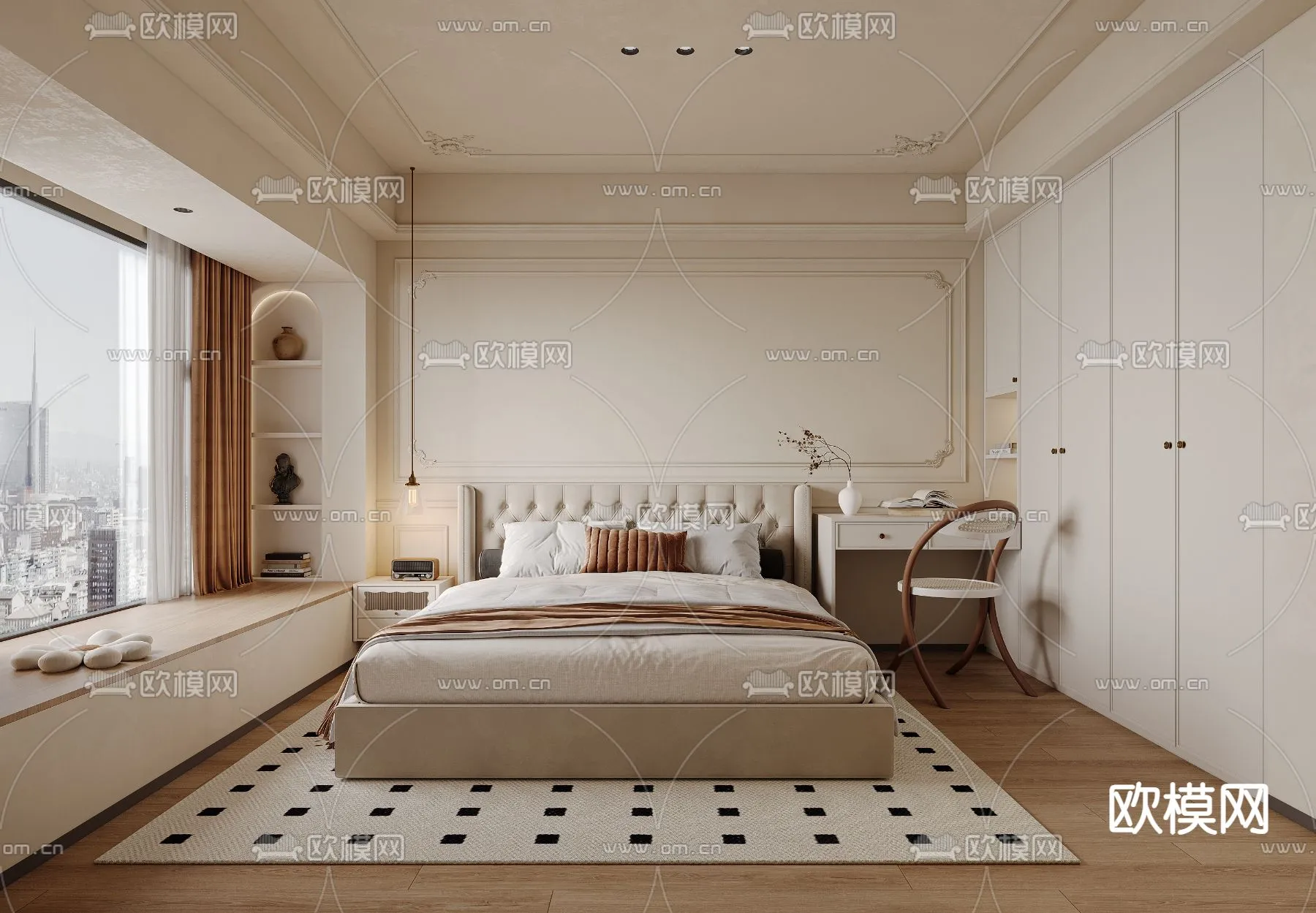 BEDROOM - MODERN STYLE - CORONA - 3D MODEL - 2071