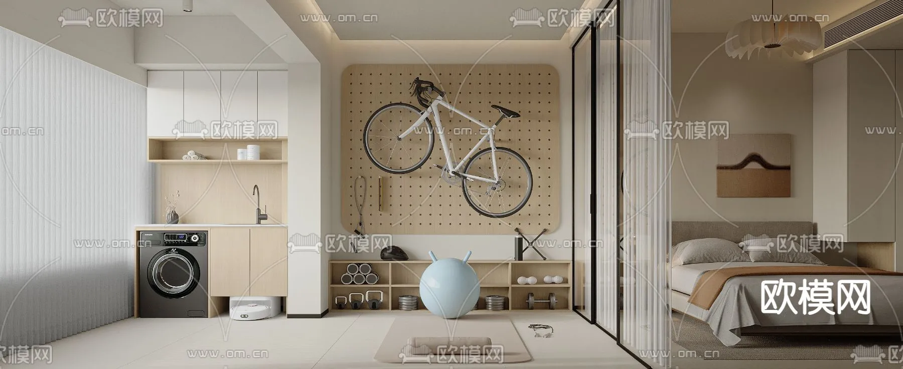 BEDROOM - MODERN STYLE - CORONA - 3D MODEL - 2074