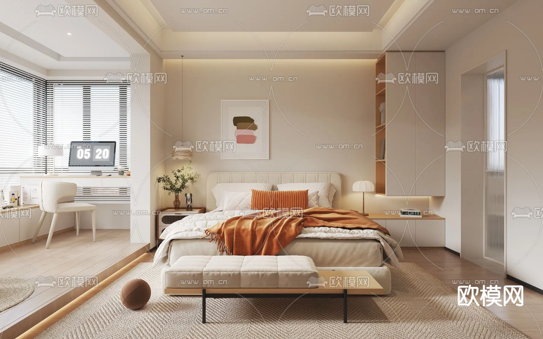 BEDROOM - MODERN STYLE - CORONA - 3D MODEL - 2093