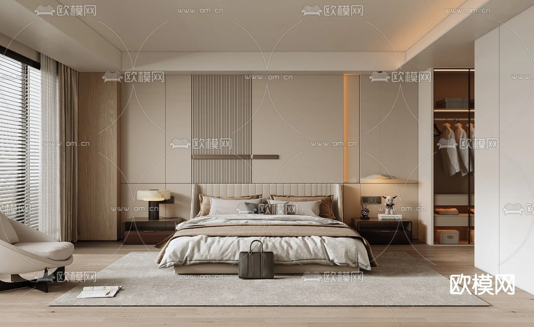 BEDROOM - MODERN STYLE - CORONA - 3D MODEL - 2101