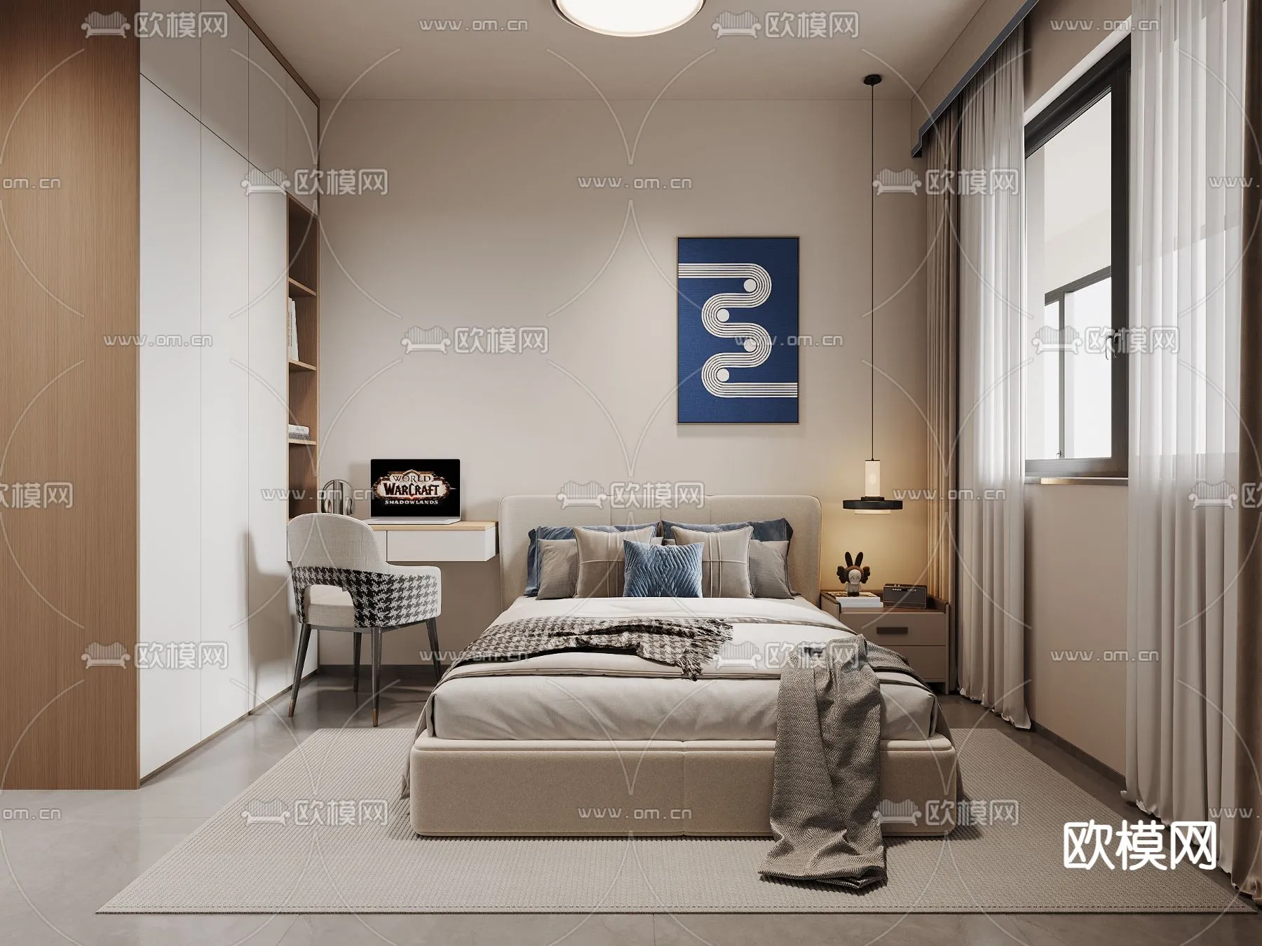 BEDROOM - MODERN STYLE - CORONA - 3D MODEL - 2126