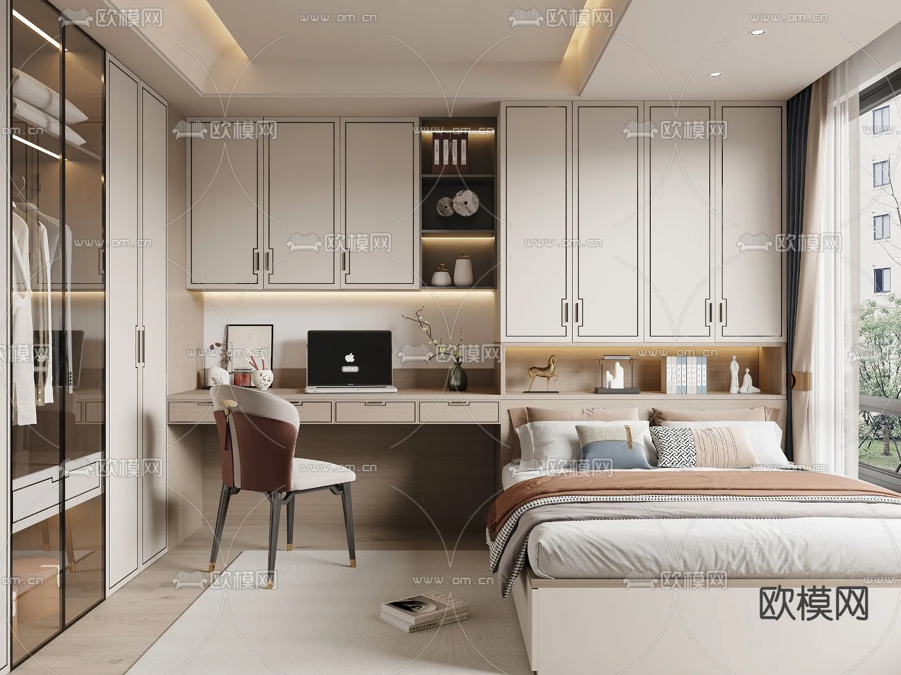 BEDROOM - MODERN STYLE - CORONA - 3D MODEL - 2132
