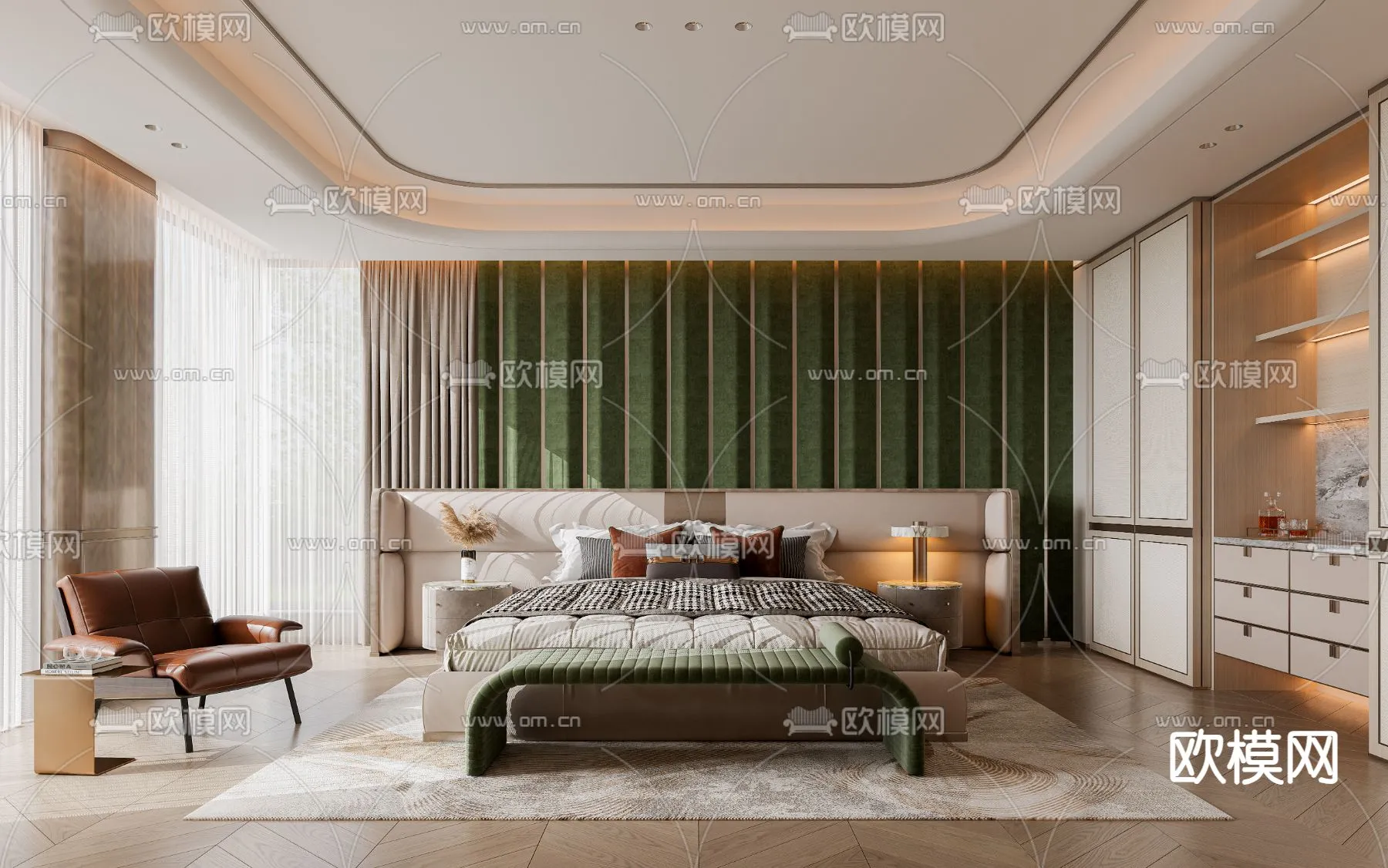 BEDROOM - MODERN STYLE - CORONA - 3D MODEL - 2135