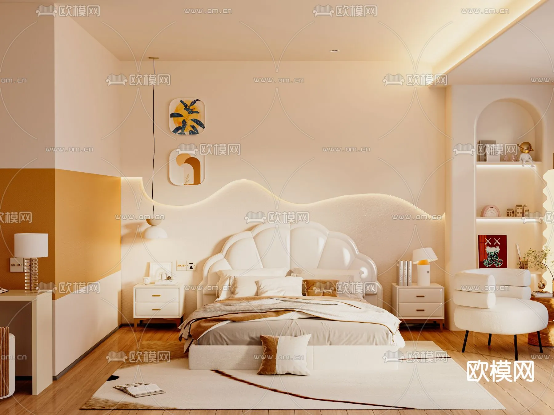 BEDROOM - MODERN STYLE - CORONA - 3D MODEL - 2152