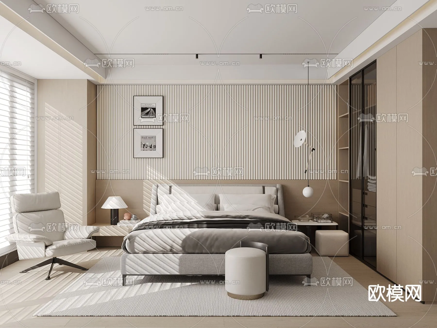 BEDROOM - MODERN STYLE - CORONA - 3D MODEL - 2154