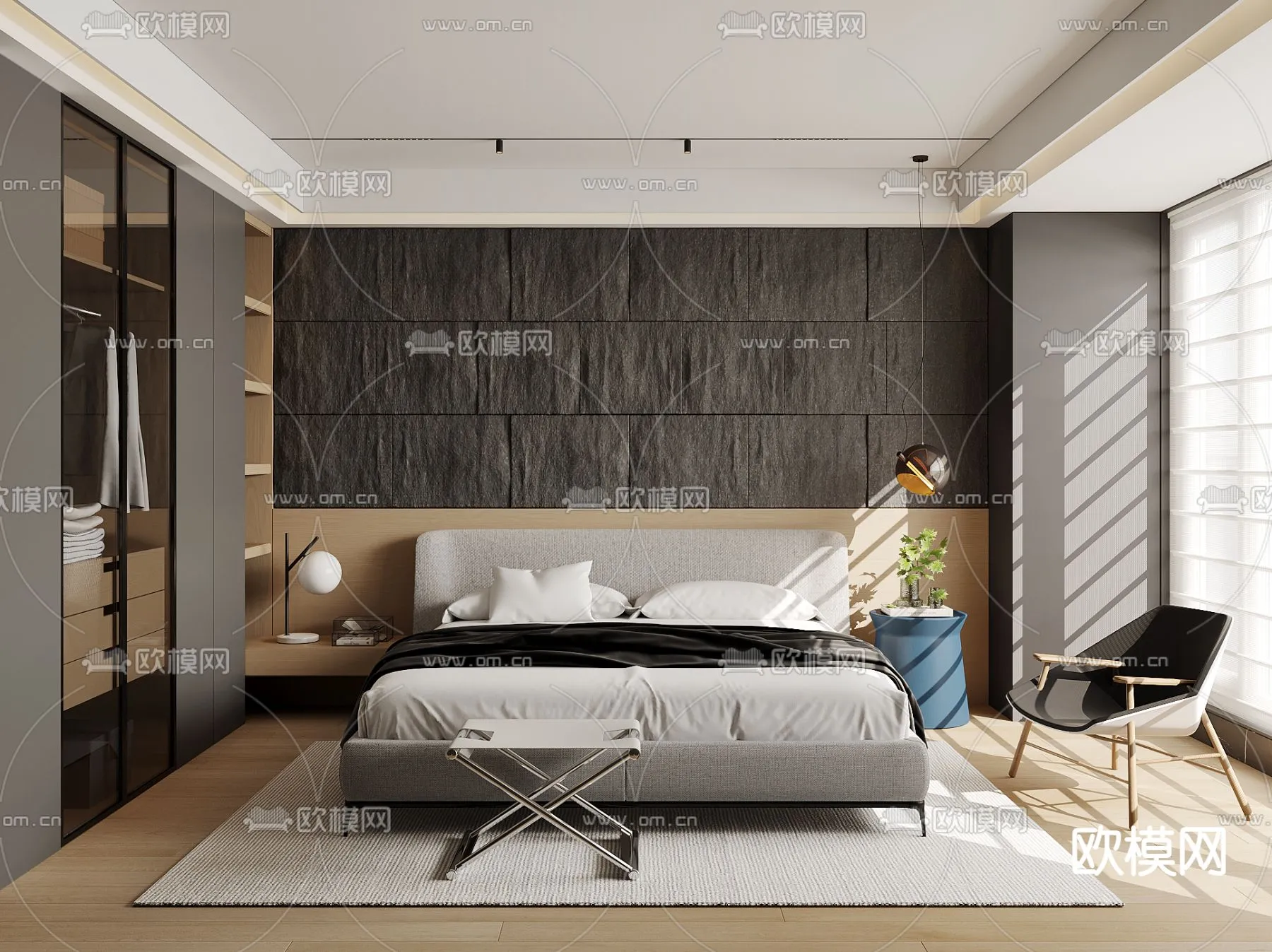 BEDROOM - MODERN STYLE - CORONA - 3D MODEL - 2155