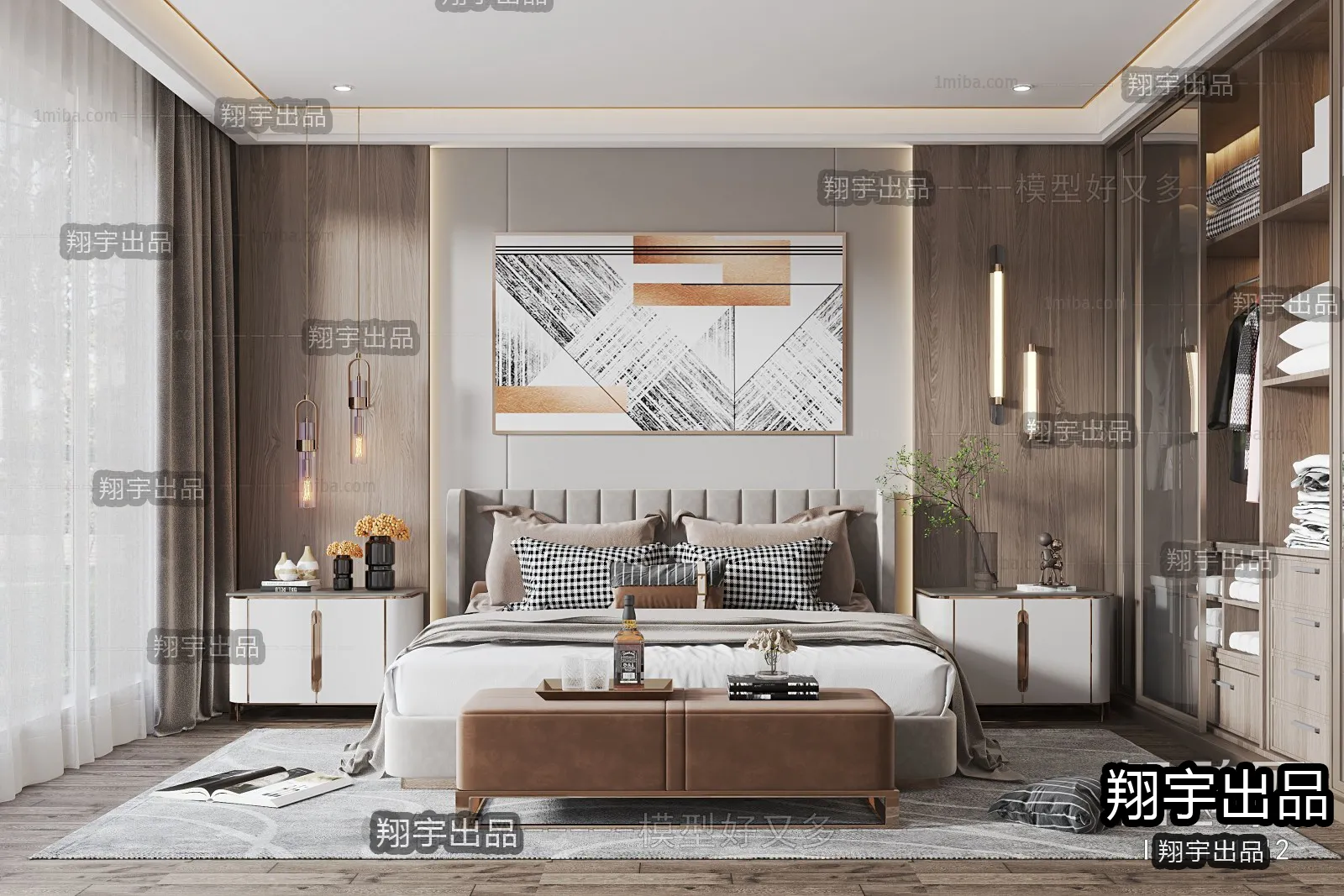 Bedroom - Modern Style Interior 3D Scenes - 001