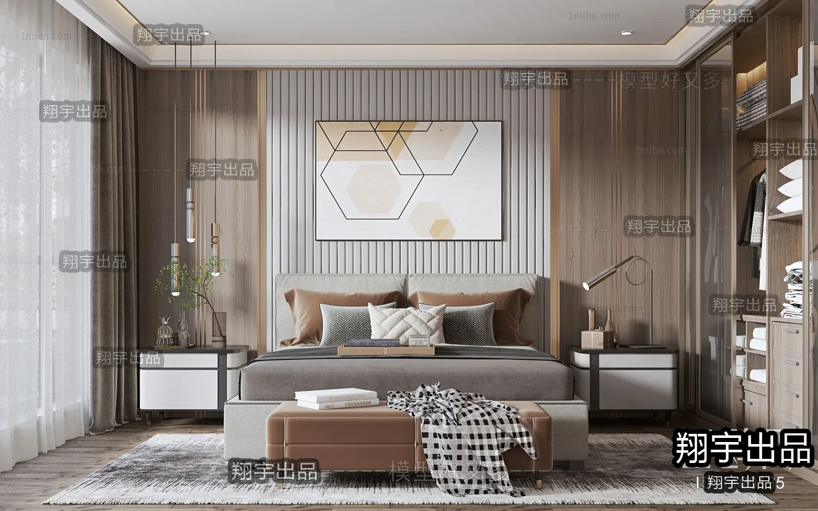 Bedroom - Modern Style Interior 3D Scenes - 012