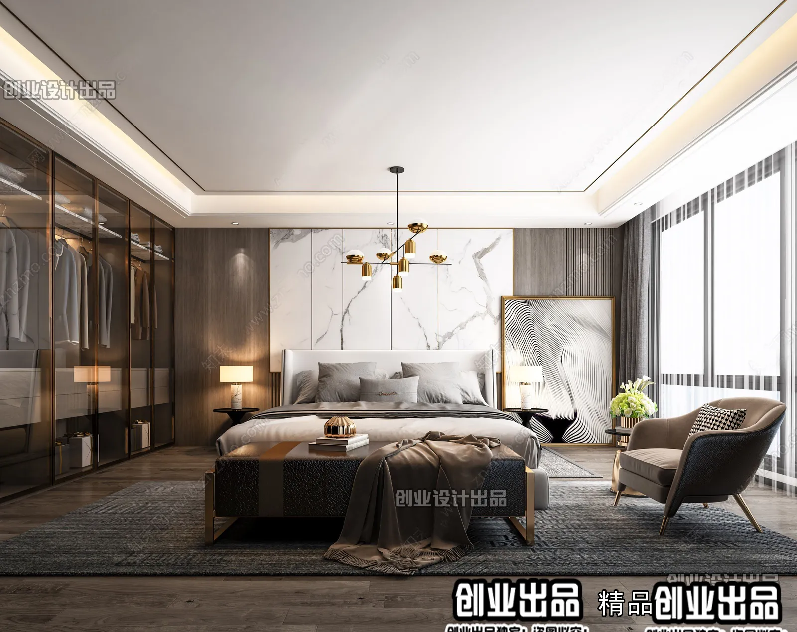 Bedroom - Modern Style Interior 3D Scenes - 014