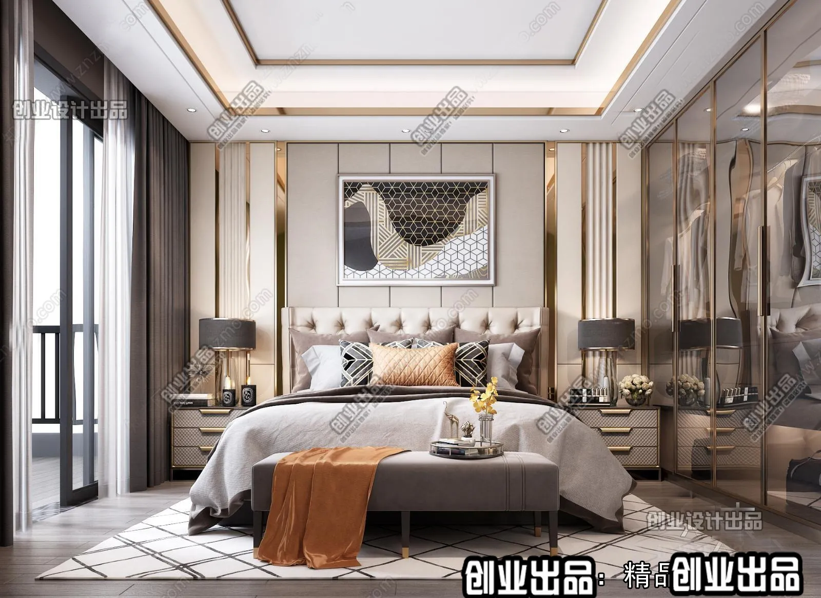 Bedroom - Modern Style Interior 3D Scenes - 016