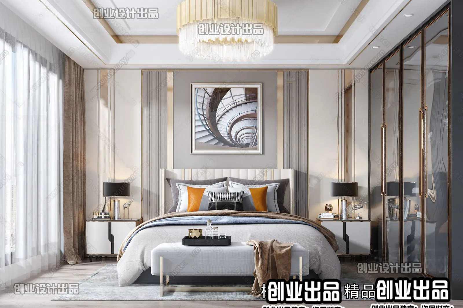 Bedroom - Modern Style Interior 3D Scenes - 017