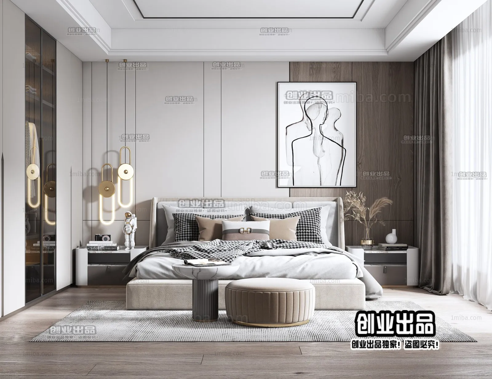 Bedroom - Modern Style Interior 3D Scenes - 028